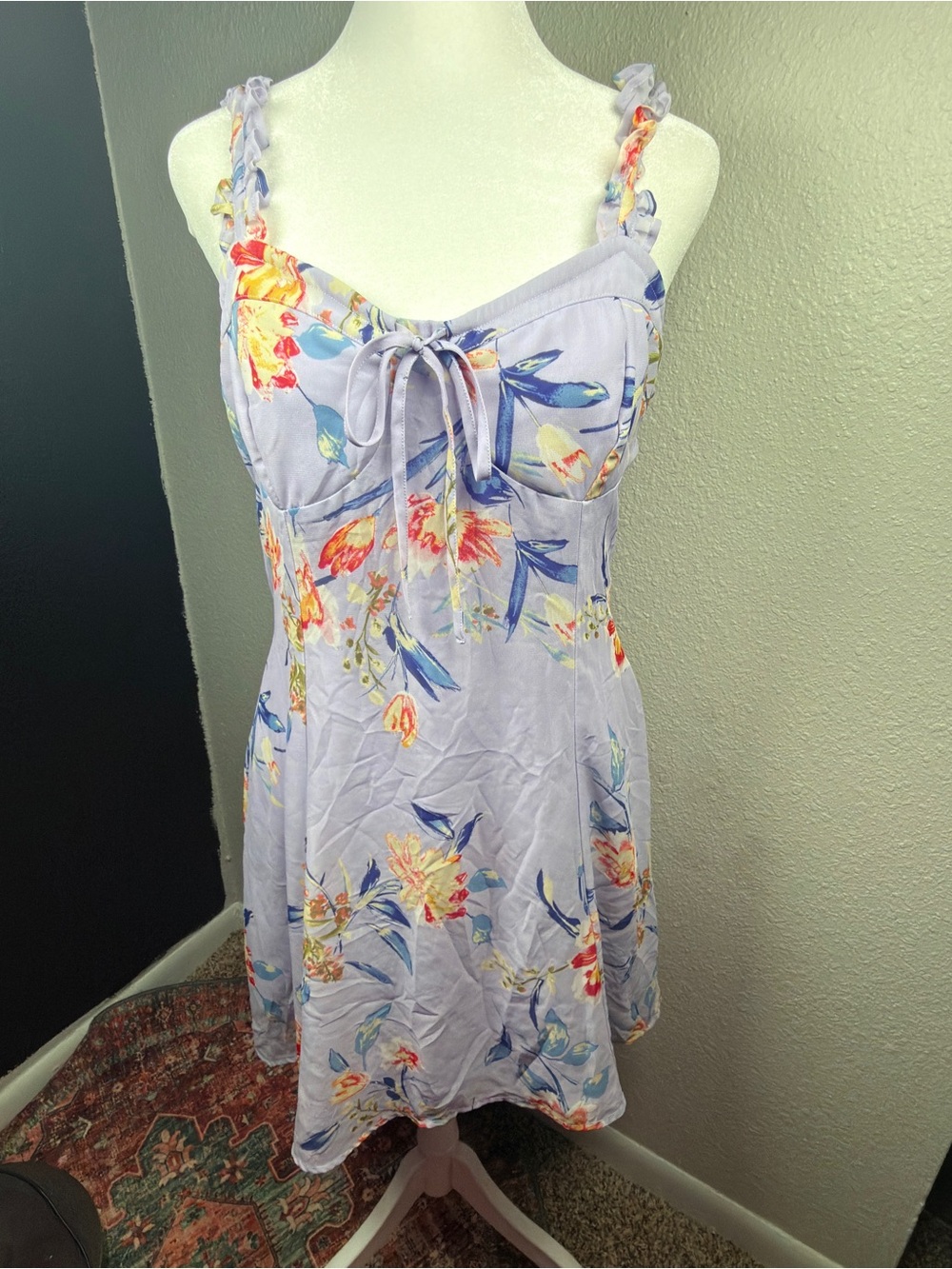 Leith Lavender Multicolor Floral Smocked Dress